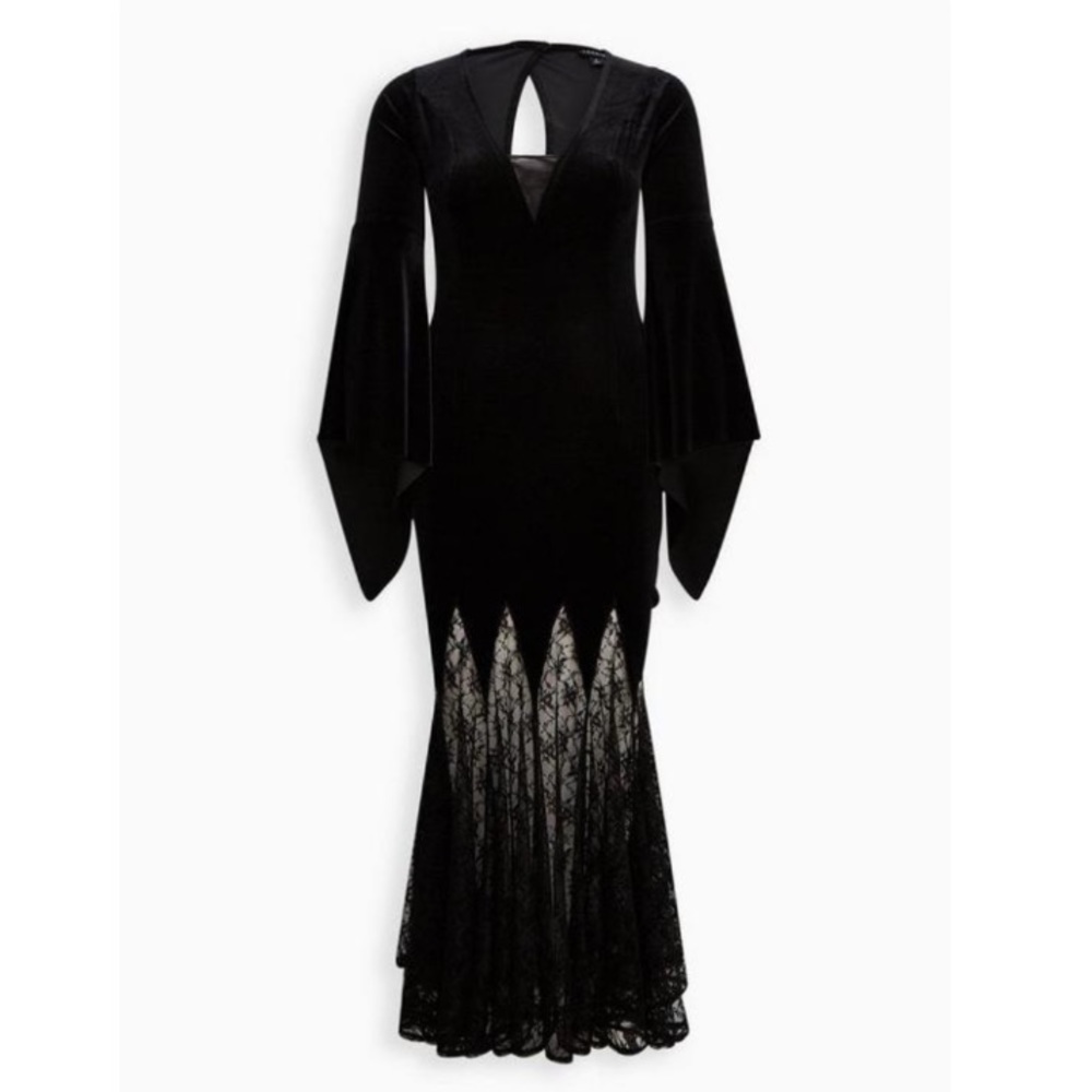 Torrid Velvet Morticia Halloween Costume Dress - 1X -14/16 - NEW